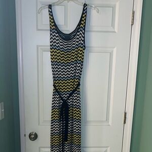 Ashley Blue Zigzag Maxi Dress - Navy, Yellow, White, Size XL